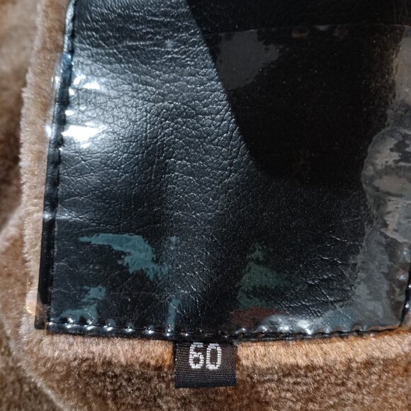 Faux Leather Jacket Men's Black with Brown Faux fur lining M/L New - Picture 8 of 12